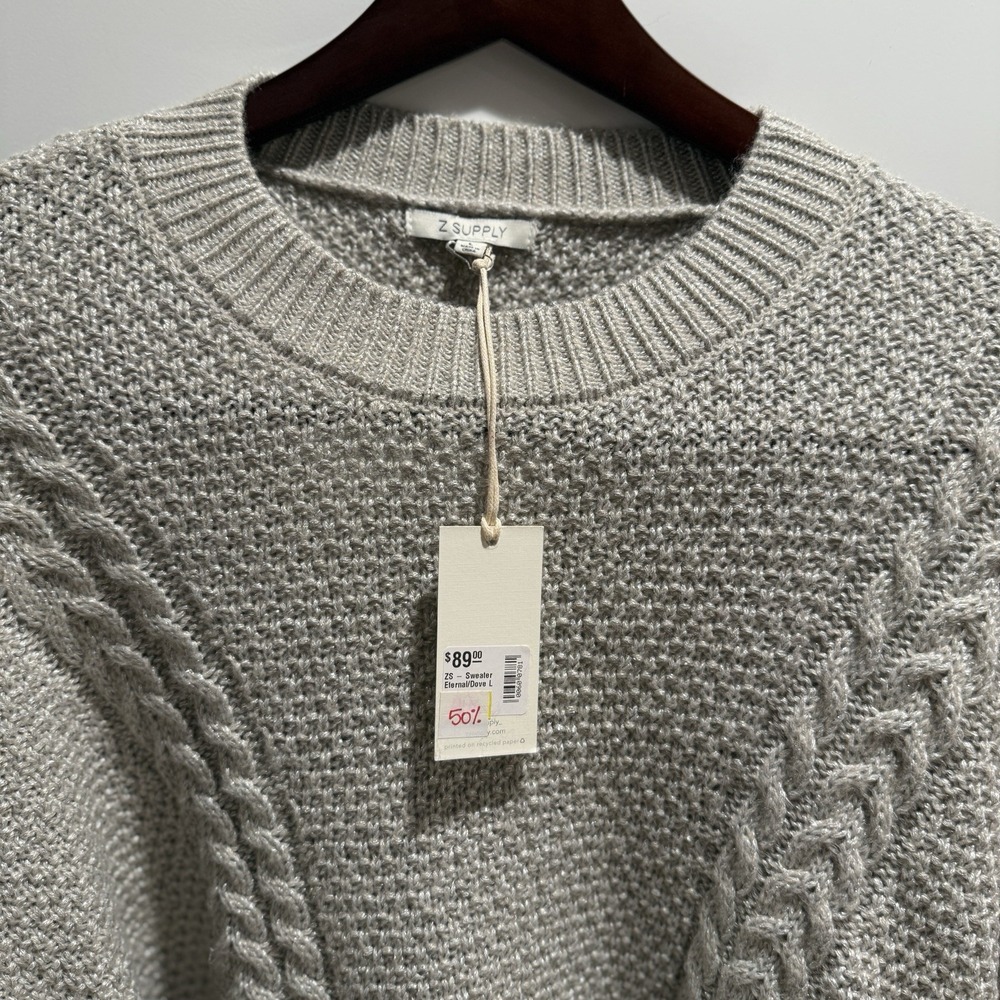 Z Supply Womens Eternal Metallic Cable Knit Sweater Size L New With Tags - Picture 4 of 6